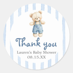 Sticker rond Baby shower Jeans bleu