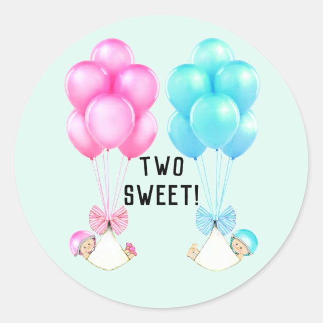 Sticker Rond Baby shower jumeaux (Devant)