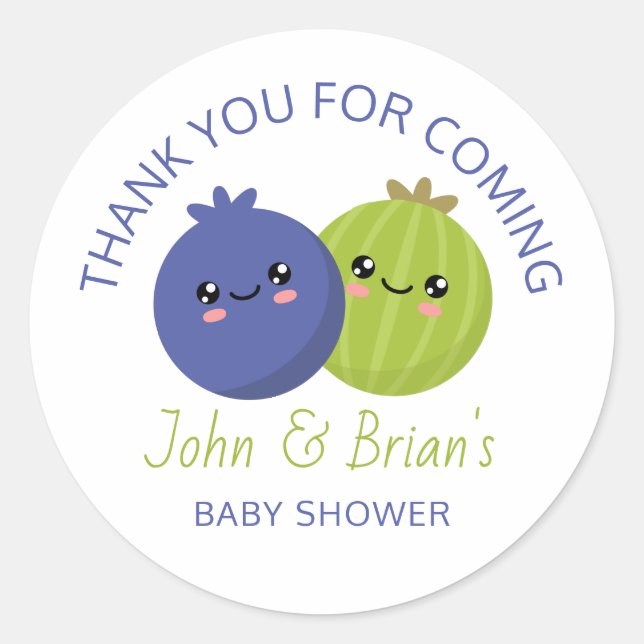 Sticker Rond Baby shower jumeaux (Devant)
