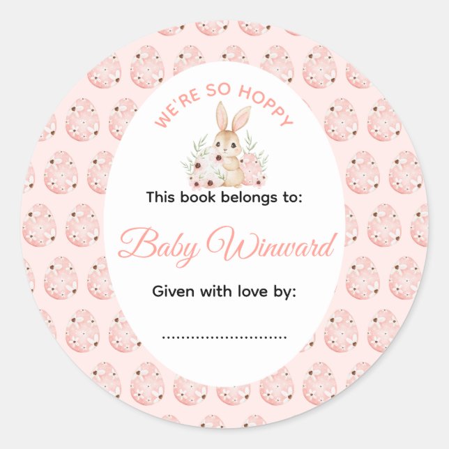 Sticker Rond Baby Shower Lapin de Pâques (Devant)