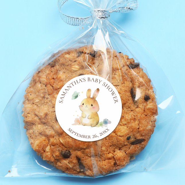 Sticker Rond Baby Shower Lapin Mignon (Créateur téléchargé)