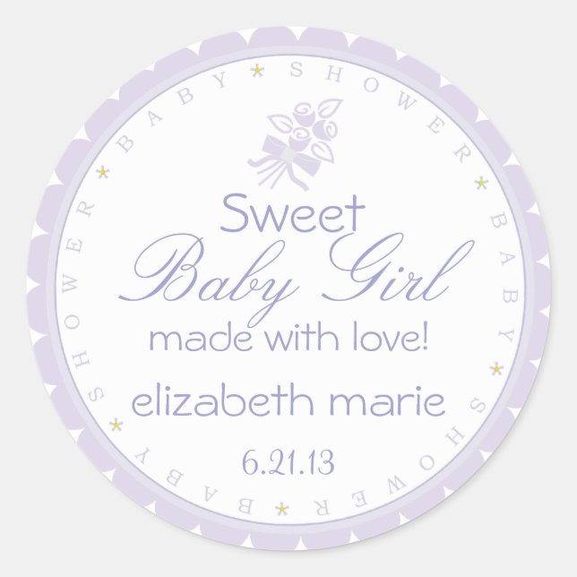 Sticker Rond Baby shower Lavande (Devant)