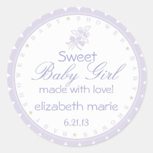 Sticker Rond Baby shower Lavande