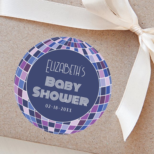 Sticker Rond Baby shower les années 70 Super de la balle rétro  (Créateur téléchargé)