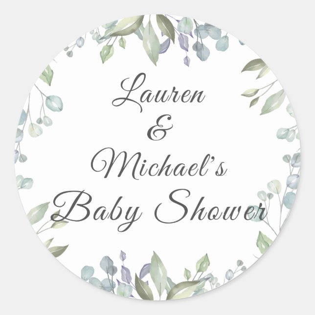 Sticker Rond Baby shower Lilac Aquarelle Floral Couples (Devant)