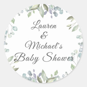 Sticker Rond Baby shower Lilac Aquarelle Floral Couples