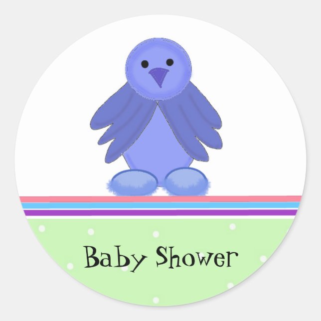 Sticker Rond Baby shower Little Blue Bird (Devant)