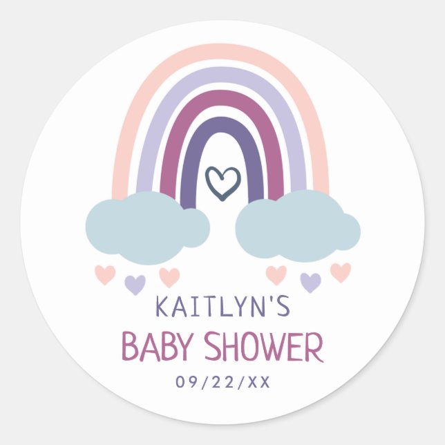 Sticker Rond Baby shower Little Rainbow (Devant)