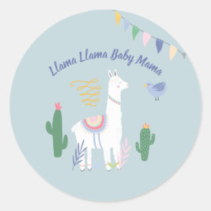 Sticker Rond Baby shower Llama Llama Baby Mama