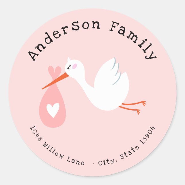 Sticker Rond Baby shower longue distance par adresse postale Sc (Devant)