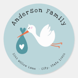 Sticker Rond Baby shower longue distance par adresse postale Sc