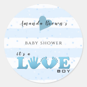 Sticker Rond Baby shower Love Baby Boy