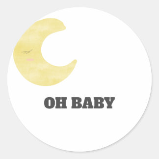 Sticker Rond Baby shower Lune