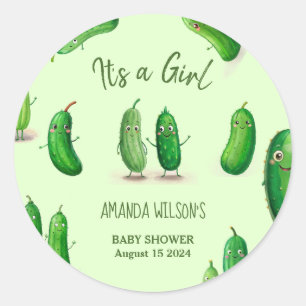 Sticker Rond Baby shower lunique vert de chaudières