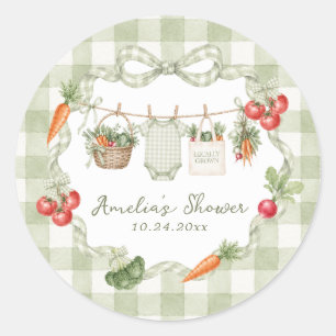 Sticker Rond Baby Shower Marché de Fermier de Proximité