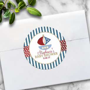 Sticker Rond Baby shower marin doux
