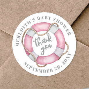 Sticker Rond Baby shower marin pour fille rose