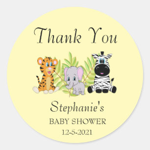 Sticker Rond Baby shower Merci animal Safari Jungle