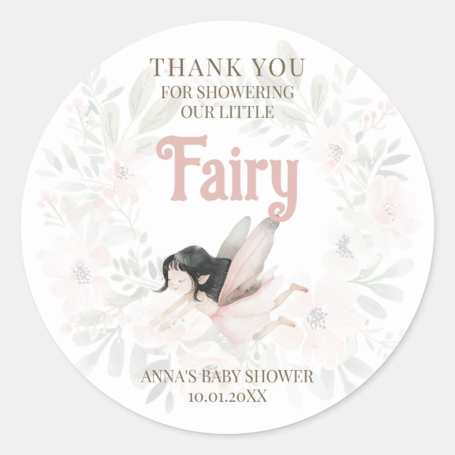 Sticker Rond Baby shower Merci Brunette (Devant)