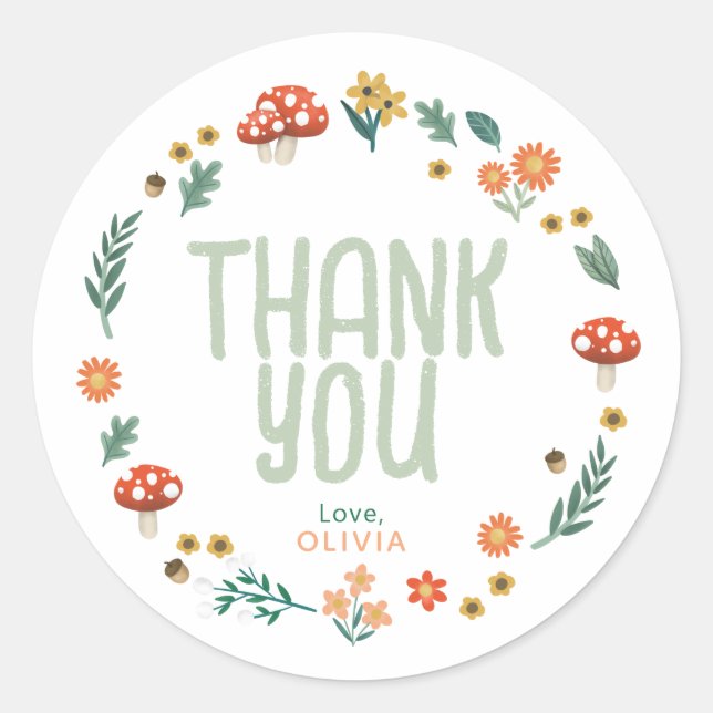 Sticker Rond Baby shower mignon et rustique Woodland Favoriser (Devant)