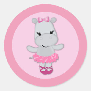 Sticker Rond Baby shower mignon TTC #11 du TU TU d'hippopotame