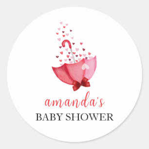 Sticker Rond Baby shower mignonne à parapluie à parapluie à par