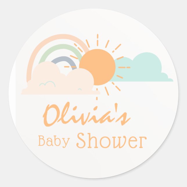 Sticker Rond Baby shower minimal Pastel (Devant)
