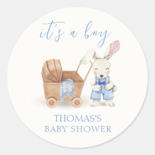 Sticker Rond Baby shower minimaliste de poussette Boho Rabbit