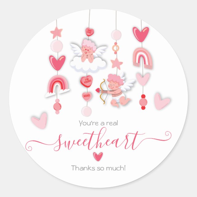 Sticker Rond Baby shower mobile Valentine Sweetheart (Devant)