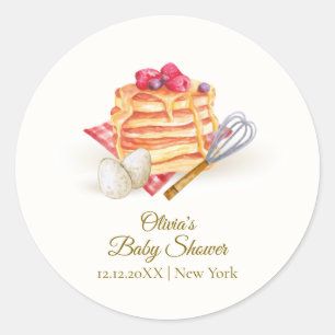 Sticker Rond Baby shower moderne Berry Pancake Egg Whisk Brunch