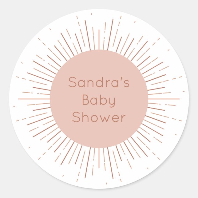 Sticker Rond Baby shower moderne Boho Sun (Devant)