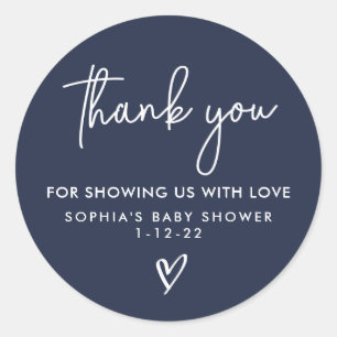 Sticker Rond Baby shower moderne de saumoneaux bleu marine