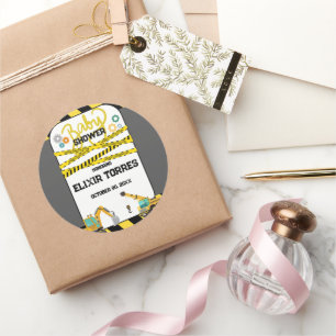 Sticker Rond Baby shower moderne en construction