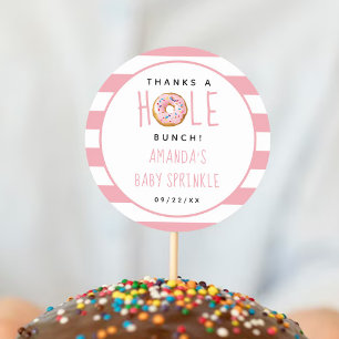 Sticker Rond Baby shower moderne Filles de Donut Saupoudrer Mer