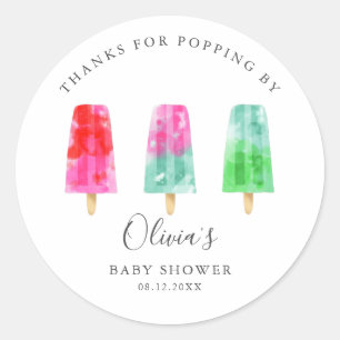 Sticker Rond Baby shower moderne Popsicle