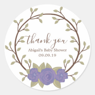 Sticker Rond Baby shower mou de germe de fleurs