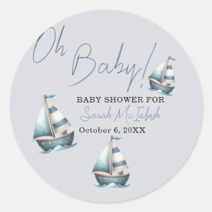 Sticker Rond Baby shower nautique