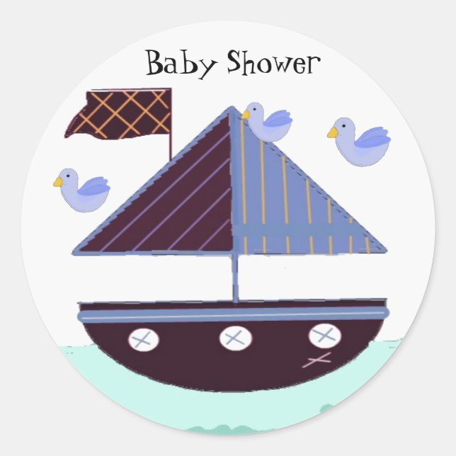 Sticker Rond Baby shower nautique (Devant)