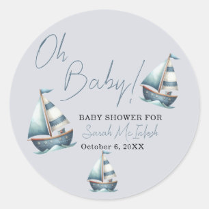 Sticker Rond Baby shower nautique