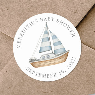Sticker Rond Baby shower nautique