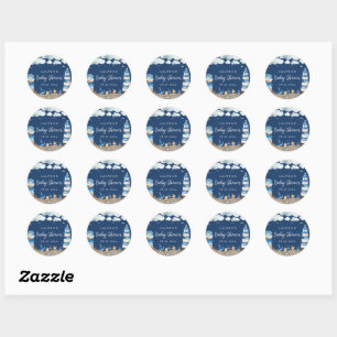 Sticker rond Baby shower Nautique