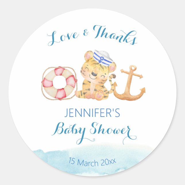Sticker Rond Baby shower nautique voile marin voile voile nauti (Devant)