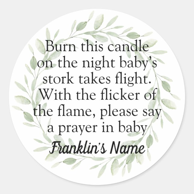 Sticker Rond Baby shower Neutre Genre Chandelle Favoriser Class (Devant)