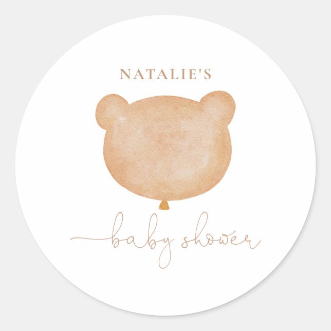Sticker Rond Baby shower nounours (Devant)