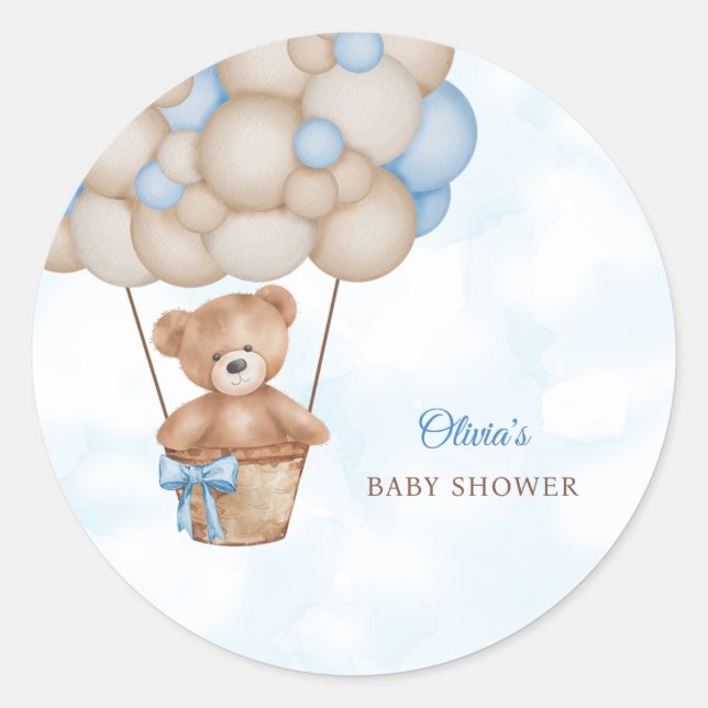 Sticker Rond Baby Shower Nous Pouvons à Peine Attendre (Devant)