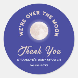 Sticker Rond Baby shower Nous sommes au-dessus de la lune Amusa