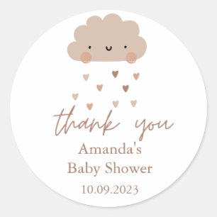 Sticker Rond Baby shower nuage de pluie Boho mûre