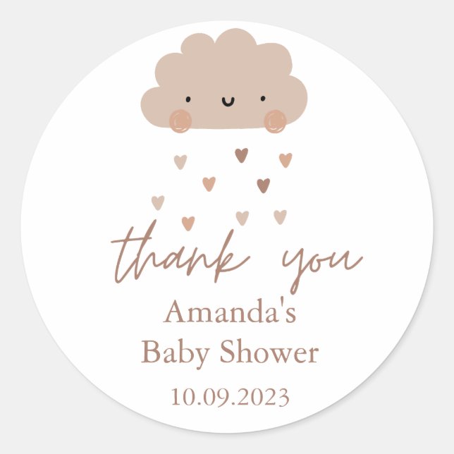 Sticker Rond Baby shower nuage de pluie Boho mûre (Devant)