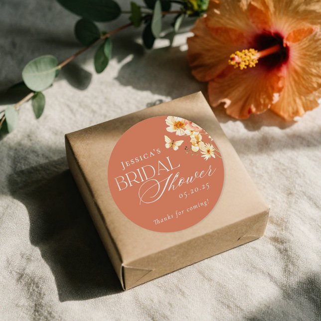 Sticker Rond Baby-shower nuptial aux agrumes et aux fleurs (Créateur téléchargé)