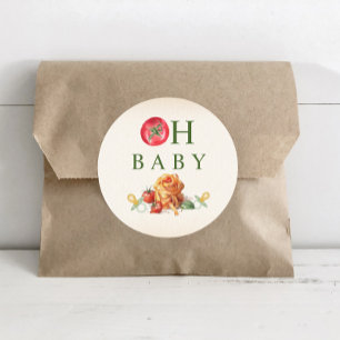 Sticker Rond Baby shower Oh Baby Pasta & Pacifiers